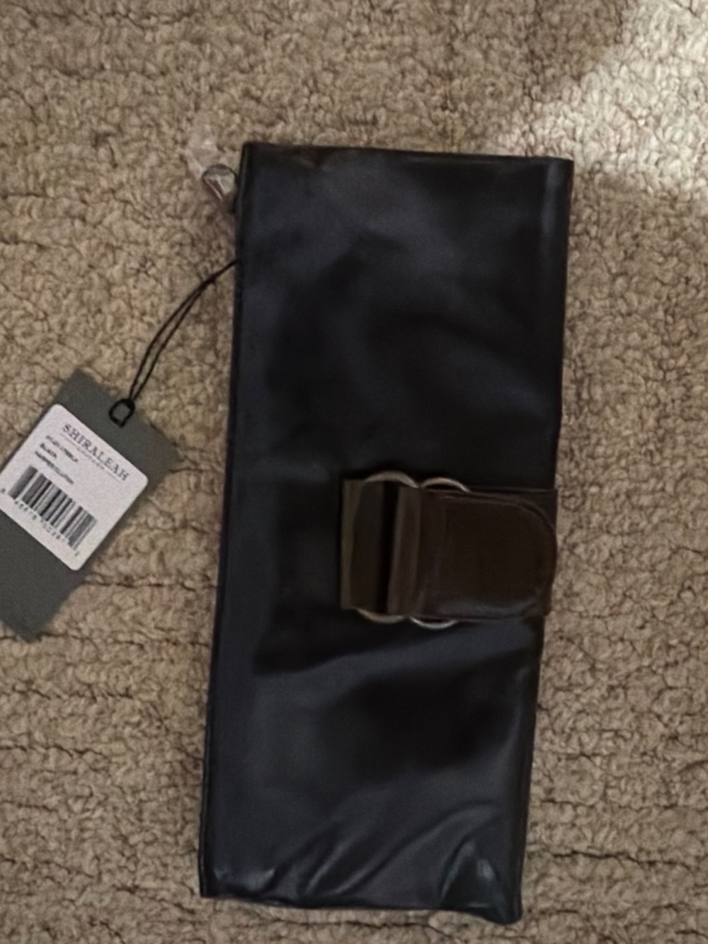 Shiraleah Black Wallet Clutch with Brown Buckle Accent